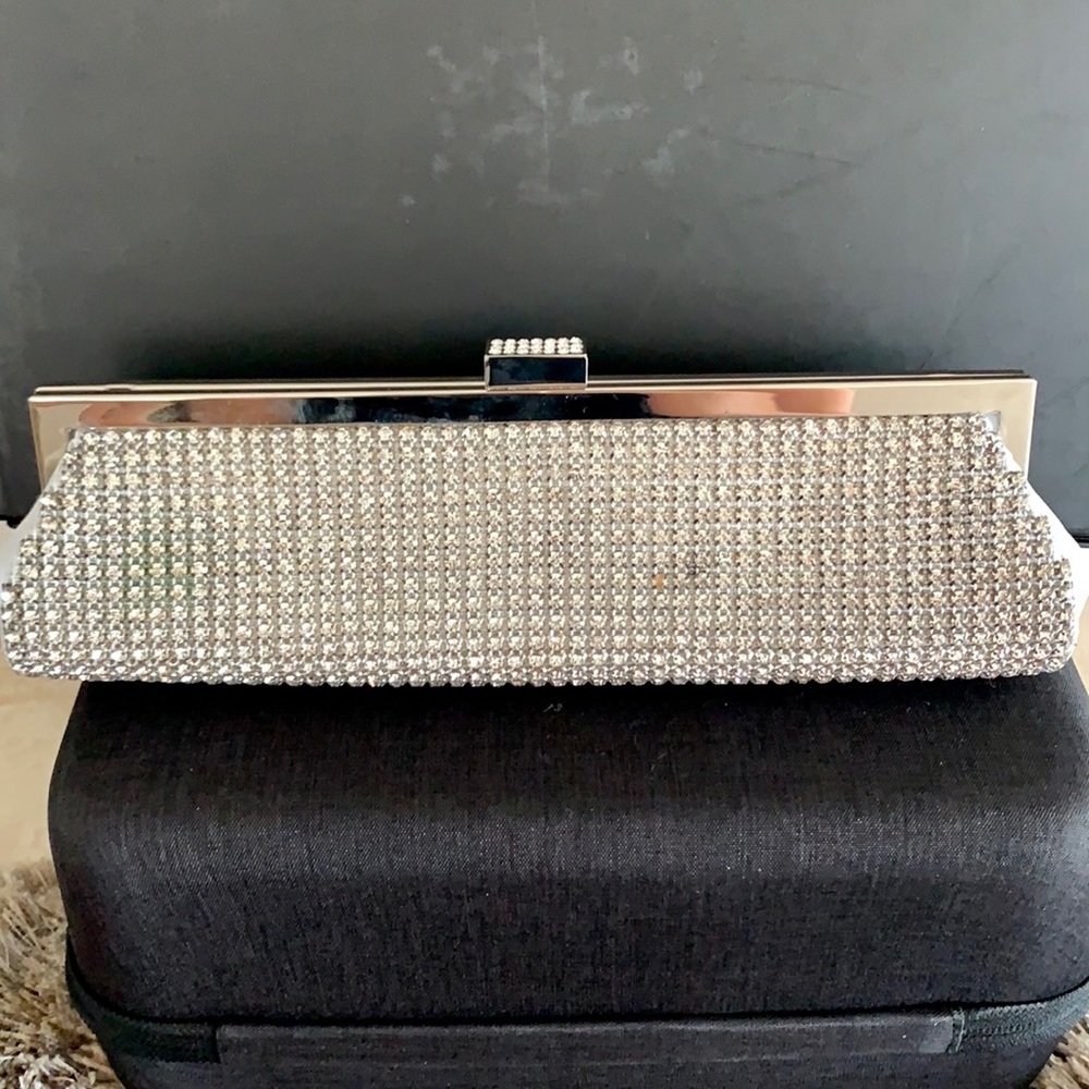 Silver Evening Bag w/ Crystals